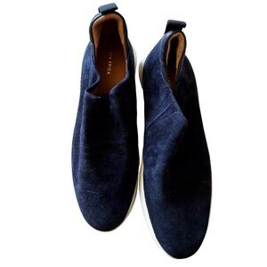VIA SPIGA Livorno Platform Wedge Slip On Navy Blue Leather Sneakers